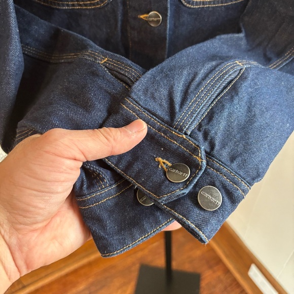 Carhartt Women’s Relaxed Fit Denim Chore Coat NWT Rugged Flex Dark Wash (S 4–6) - Picture 10 of 11